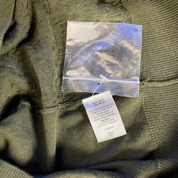 Talbots Short Sleeve Sequin Cardigan Button-up Stretch Cotton Green Women XS NWT - Picture 8 of 8